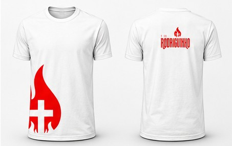 Camiseta Tio Rodriguinho branca, frente e costas